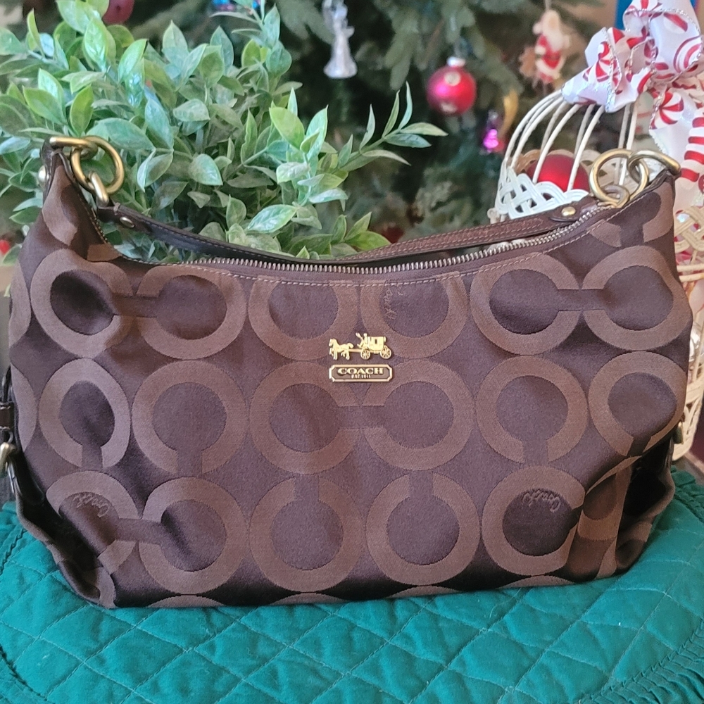 Coach Hobo Shoulder Brown Fabric Purse